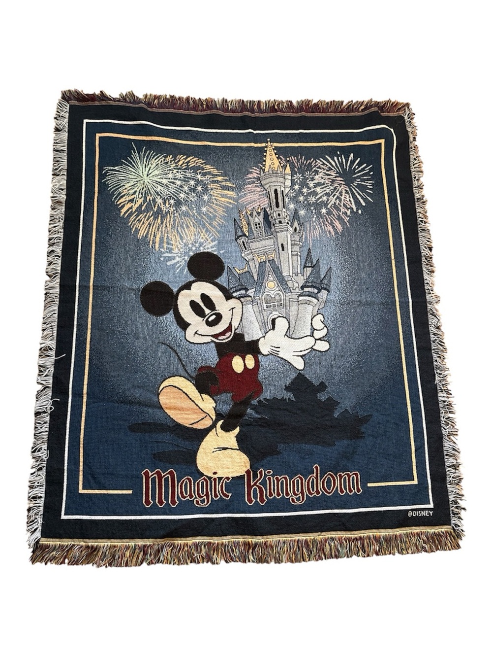 Disney Magic Kingdom Mickey Mouse Fireworks Castle Woven Tapestry Blanket Throw